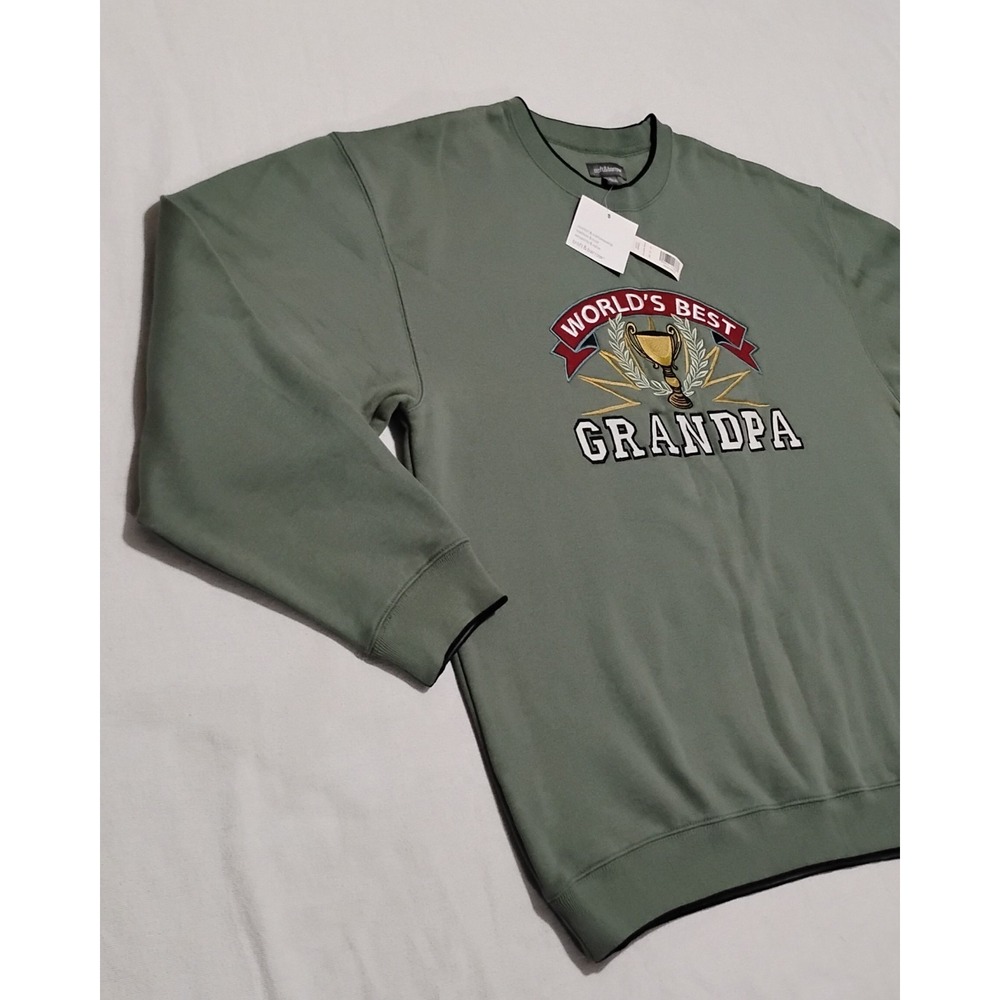 Croft & Barrow Grandpacore Embroidered Worlds Best Grandpa Sweatshirt L Green